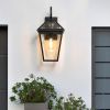 21"(H) 1-Pack Outdoor Wall Lantern Light â€“ Modern Black Metal & Clear Glass Sconce for Porch, Patio, and Garden Lighting (Bulb Not Included)